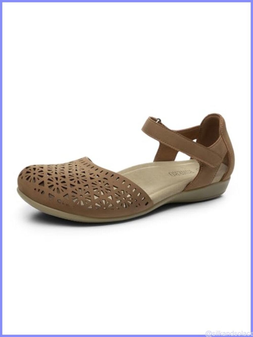 PU Leather Closed Toe Flat Sandals Cutout Ankle Strap Casual